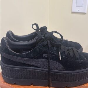 PUMA Women's Black Suede Platform Sneakers
